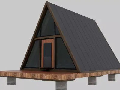 A-Frame House  Wooden Bungolov Home 3D model