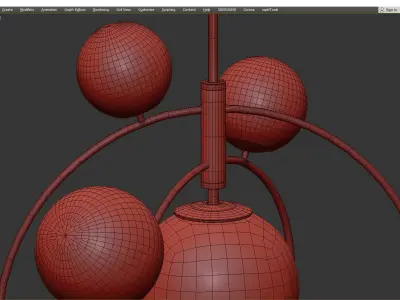 COSMOGONY A pendant light with marble balls hanging from it Low-poly 3D model