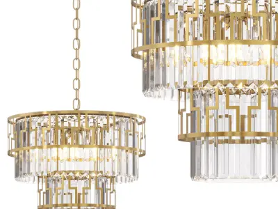 Designer chandelier with GEZA glass pendants by Lalume 3D model
