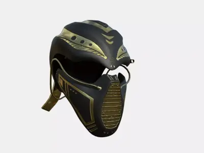 SciFi Ninja Mask A06 Black Gold - Character Design Fashion Low-poly 3D model