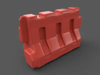 Plastic Barrier Modular Game Ready Low-poly 3D model