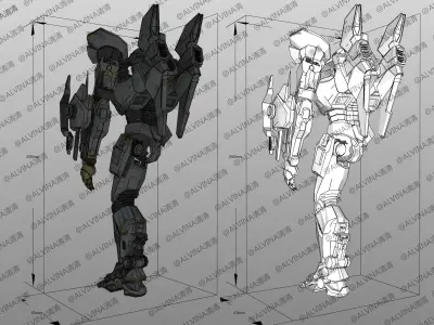 Pacific Rim Striker Eureka Armor - DIY Cosplay Pepakura Foam Low-poly 3D model