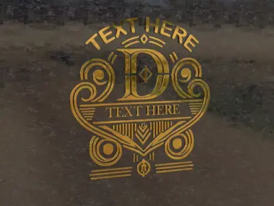 Ornate Vintage Gold Emblem 3D model