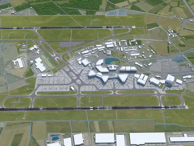 Hannover Airport 10km Low-poly 3D model