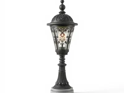Victorian Lantern Post with Engraved Glass model pack Low-poly 3D model