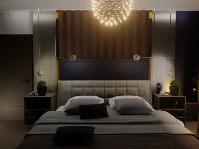 Modern luxurious bedroom 3D model