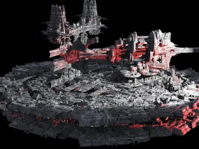 Sci-Fi City dystopia base City Ship 4 3D model