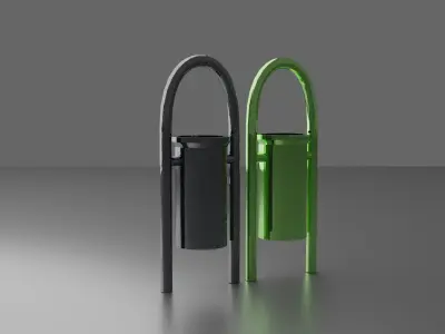 Trashbin pair of vending machines Low-poly 3D model
