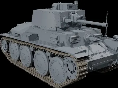 Panzer 38t Tank 3d Model Low-poly 3D model
