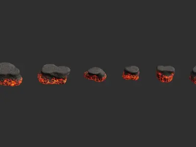 Short Flat Rocks - Lava Low-poly 3D model