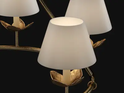 light-07 chandelier with four shades in brass 3D model
