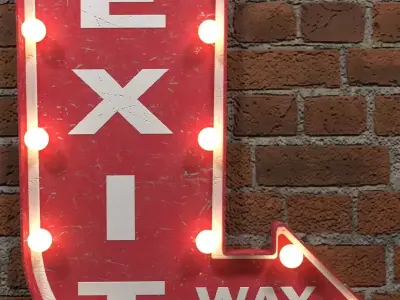 Highly detailed model of vintage lighted exit sign 3D model