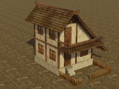 Medieval house 10 Low-poly 3D model
