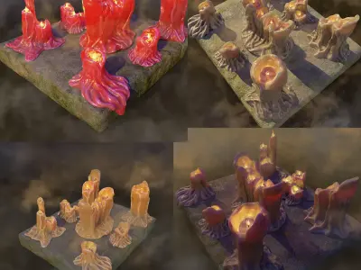 Set of candles Low-poly 3D model