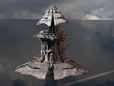 Desert island Sci fi hut 2  3D model