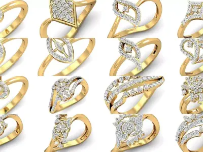 128 Women light weight ring 3dm stl render detail 3D print model 3D Model Pack