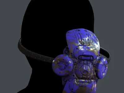 Gas mask helmet 3d model scifi Low-poly Low-poly 3D model