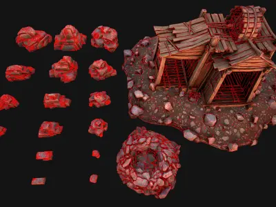 Medieval Stone Ore Mine Low-poly 3D model