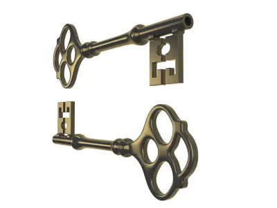 Old Steampunk Key Victorian style prop highpoly printable 3D model