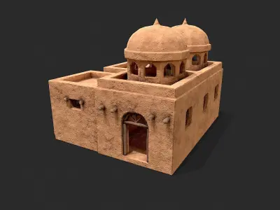 Clay Desert Egypt Village House 4 Low-poly 3D model