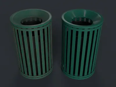 Street Trash Can 7 PBR Game Ready Low-poly 3D model