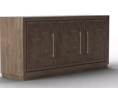 Three-Door Credenza Modern Sideboard in Dark Brown Oak - Tumbler Low-poly 3D model