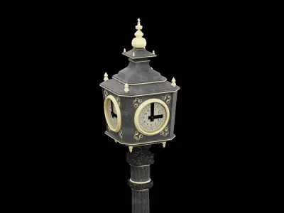 Fancy Street Clock Low-poly 3D model