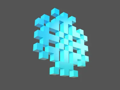 Pixel Snowflake v2 003 Low-poly 3D model