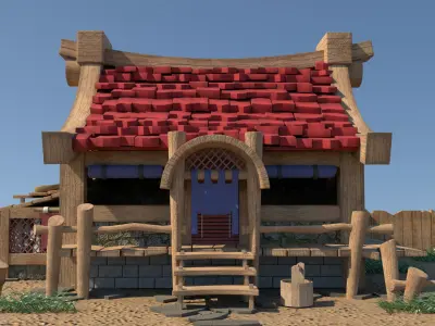 Cartoon House Low-poly 3D model 12