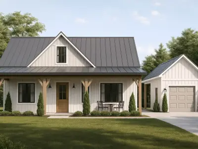 Modern 3-Bedroom Bungalow with Garage Screened Porch 3D Model  3D model