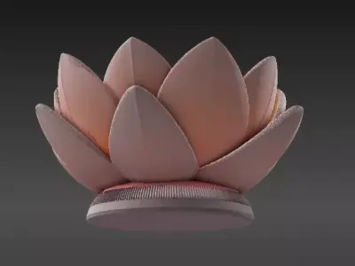 Flower Flame Tealight Holder 3D Print Model Floral Candle Stand Low-poly 3D model