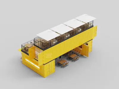Shipping Container Cafe and Restaurant 3D model