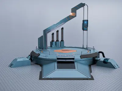 Teleport and Power Sci-fi Set Low-poly 3D model