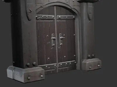 Iron Riveted Castle Gate Low-poly 3D model