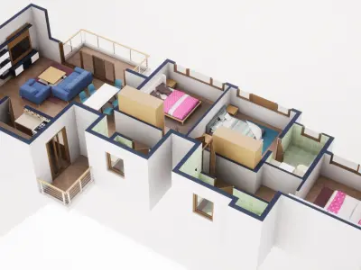 3D Floor Plan Model 45 3D model