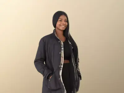 Micaela 11411 - Black Girl Teenager Outdoors Low-poly 3D model