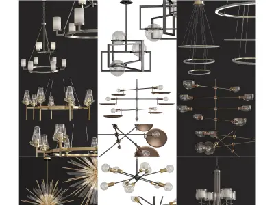 Chandeliers 3d models Collection 10 models Low-poly 3D model