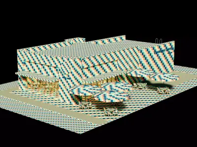 Starbucks cafe building whith interior furniture 3D model