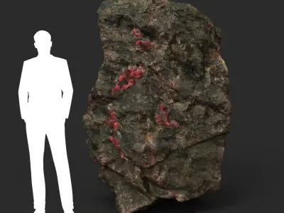 Low Poly Red Gem Mineral Rock 210823 Low-poly 3D model