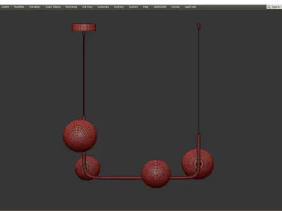 Marcan 4 Ball Chandelier Black Line Low-poly 3D model