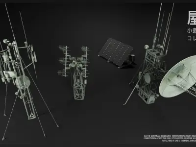 ROOFTOP Props Collection Kitbash 3D model