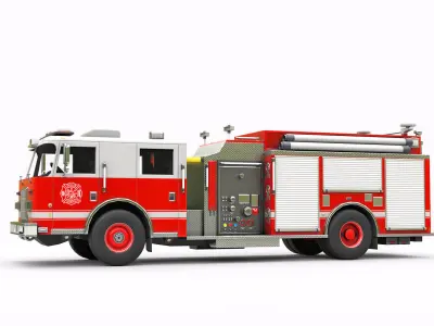 Fire Truck Low-poly 3D model
