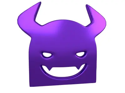 Angry Face with Horns Symbol V1 006 Low-poly 3D model
