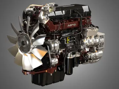 D13 Engine - MP8 Engine - 6Cylinder Truck Diesel Engines  2 in 1 3D Model Pack
