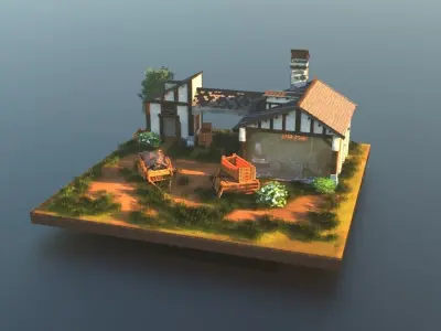 Smithy forge blacksmith workshop Low-poly 3D model