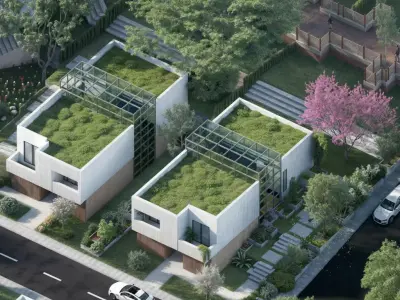 Graduation Project - Eco-community with nZEB houses Low-poly 3D model