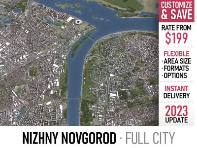 Nizhny Novgorod - 3D City Model Low-poly 3D model