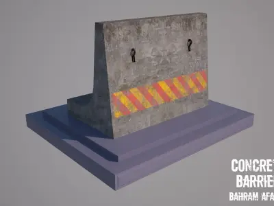 Concrete Block Barrier - Barricade 02 Low-poly 3D model