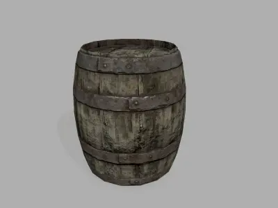 Wooden Barrel Low-poly 3D model