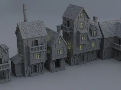 Modular Town District Tabletop Terrain 28 mm  3D print model